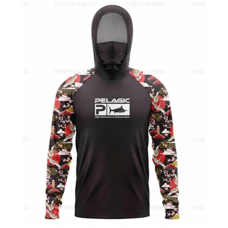 Mens Quick-Dry Hooded Fishing Shirt With UPF Sun Protection Milk Silk Fabric Outdoor Angling Apparel