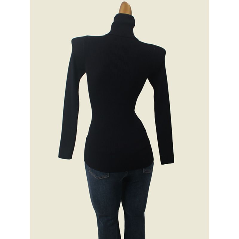 Minimalist Casual Pure Color Turtleneck Bottoming Shirt Fall and Winter Inner Wear Warm Long Sleeves Women's Pullover Rib Knitwear