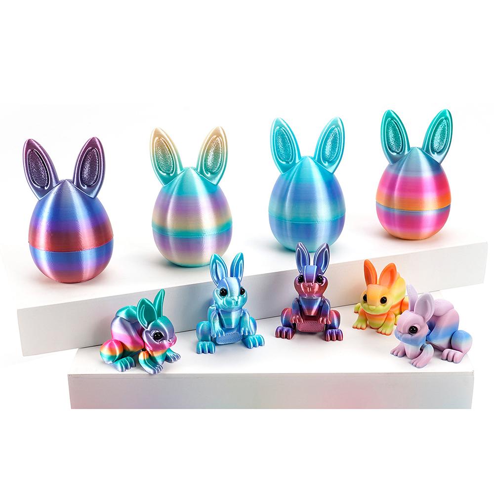 1Pc Cute 3D Printed Bunny Eggs with Mini Bunny Surprise Egg for Kids Easter Party Favors Birthdays Gifts Goodies Filler