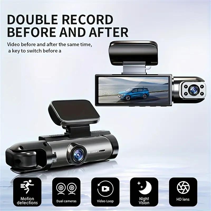 1080P Full HD Dual Dash Cam - Wide Angle Front and Inside Recording, 3.16" LCD Display, 170° View, Night Vision, 24H Parking Monitor, G-Sensor