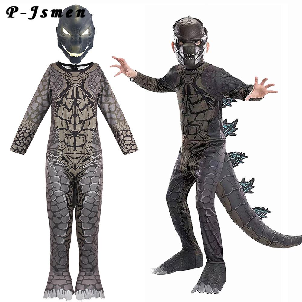 P-Jsmen Mostro Cosplay Animale Costume Dinosauro Halloween Tuta Intera Bambini Ragazza Divertente Tuta Carnevale