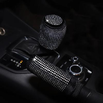 Flash Diamond Encrusted Plush Leather Cloth Art Breathable Handbrake Set Car Handle Set Universal Interior Supplies Car Supplies