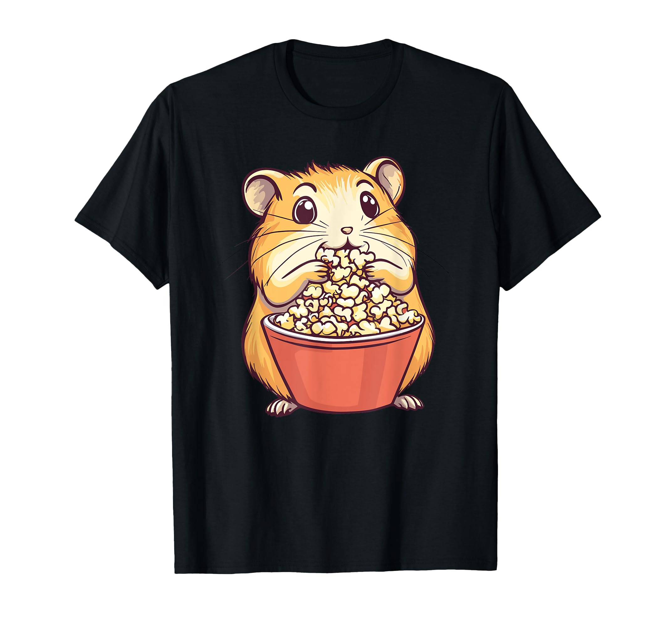

Cute hamster enjoying the joy of popcorn t-shirt чёрный