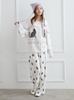 Gelato Pique Halloween Cat Print Long Pants PWCP254240 White Women's