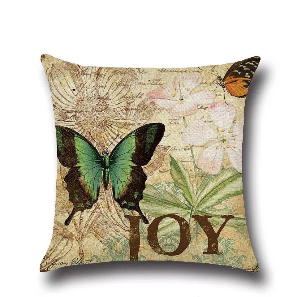 Vintage Butterfly Pattern Throw Pillow Cover Classical Artistic Style Decorative Cushion Case Sofa Bed Home Decor Pillowcase