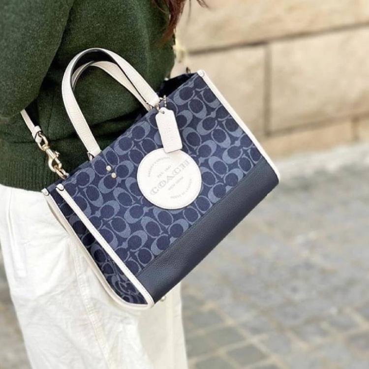 Coach Dempsey 30 Fashion Classic Logo Removable Shoulder Strap Leather Crossbody Shoulder Bag Women Handbags Denim-Blue C2826-IMDEI