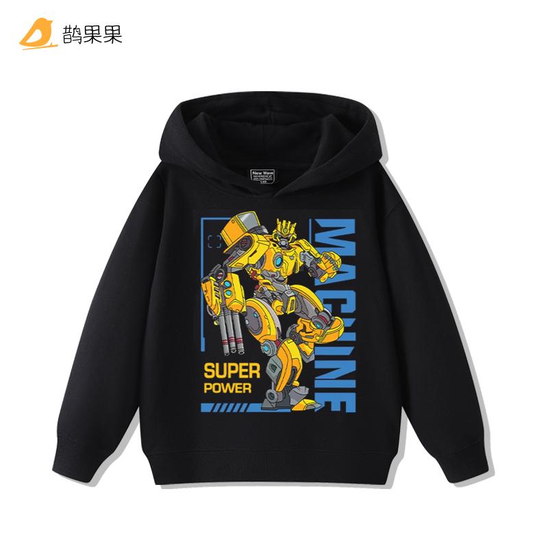 Jungen Super Handsome Transformers Kapuzenpullover mit Print – Kinder-Herbst- und Wintermode, warmer Fleece-Hoodie