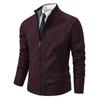 Men's Fleece-Lined Cardigan: Thick Knit Zipper Sweater with Stand-Up Collar for Autumn/Winter 2023