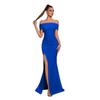 New Sexy Dress Solid Color Shoulder Slim Split Evening Dress Sexy Temperament Women's Long Dress