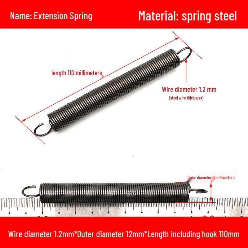 1.2mm Wire Extension Spring with Hook - Soft Tensile Force Spring Accessory