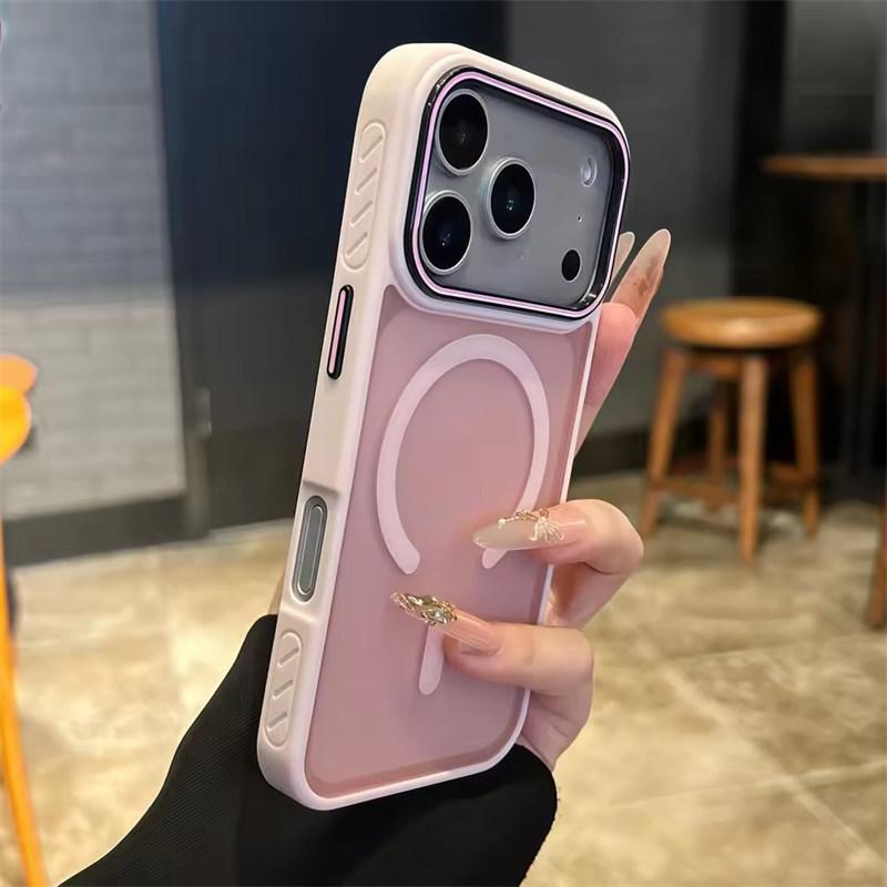 Kabelloses Laden Matte Magnetische Hülle für iPhone 17 16 Pro Max 15 14 Plus 13 12 11 17 Air Anti-Fall Bumper Durchscheinende TPU-Hülle