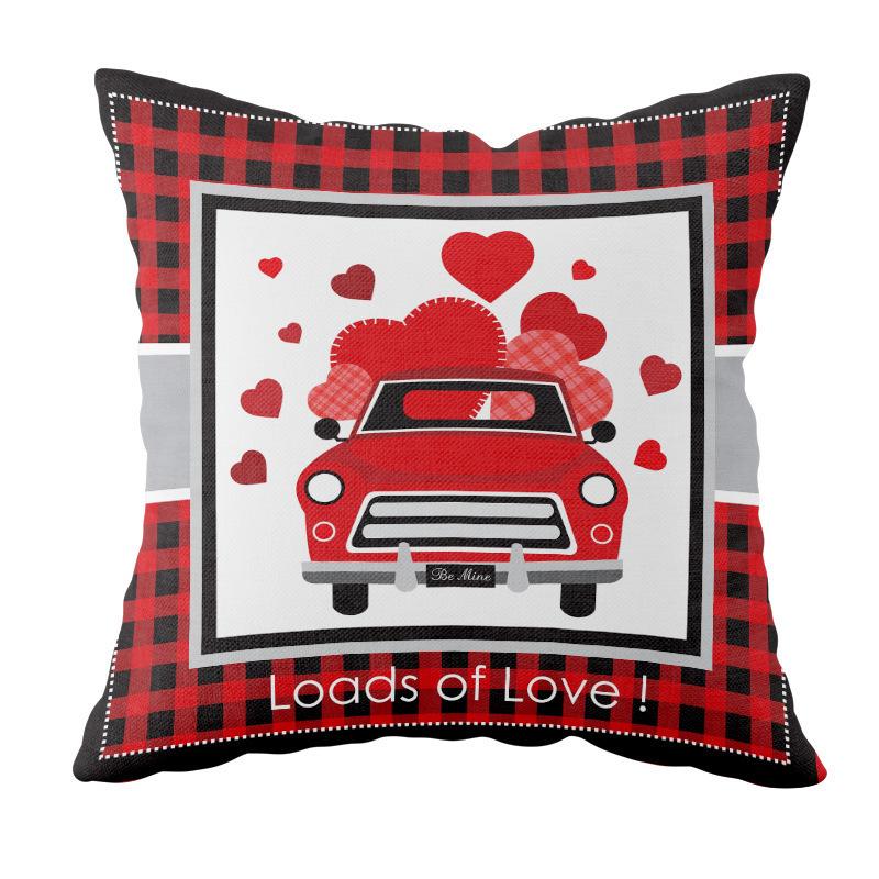 Valentine's Day Cushion Short Plush Love Printed Cushion Cover Car Bedside Cushion Gift