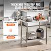 SucceBuy Stainless Steel Work Table Commercial Heavy Duty Food Prep Worktable with Adjustable Height for Restaurant Home Hotel