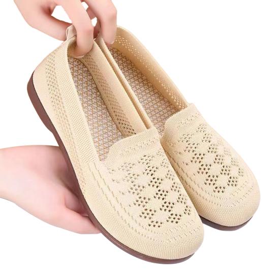 

Женские сетчатые туфли, летние дышащие туфли без застежек, мягкая подошва, нескользящие повседневные кроссовки 39 бежевый