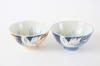 Mino Ware Pair of Rice Set of Made in Crane Blue MIG013 Bowls, 2, Medium-Sized, Japan, Design, & Orange,