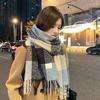 New Korean Style Casual Versatile Long Plaid Men's Scarf Women's Winter Student Thickened Warm and Cold Proof Scarf