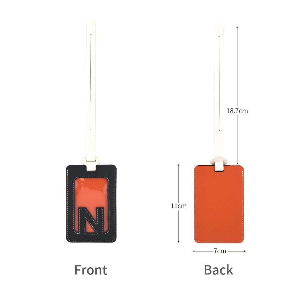 Solid Color 26 Letter Name Luggage Tag PU Alphabet Card Holder Airplane Suitcase Tag Women