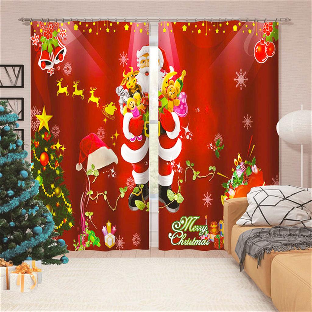 3D Printed Cheap Christmas Home Decoration Shade Curtains Red Balloon Festive Holiday Living Room Bedroom Decorative Curtains