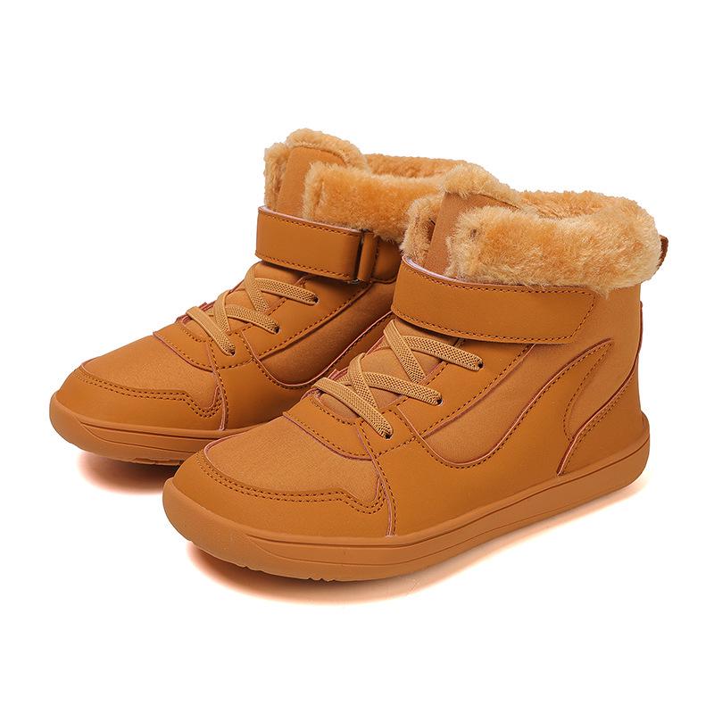 Winter Unisex Kids' Korean-Style Snow Boots: Versatile, Thickened, Velvet-Lined, Warm, Waterproof, and Wear-Resistant.