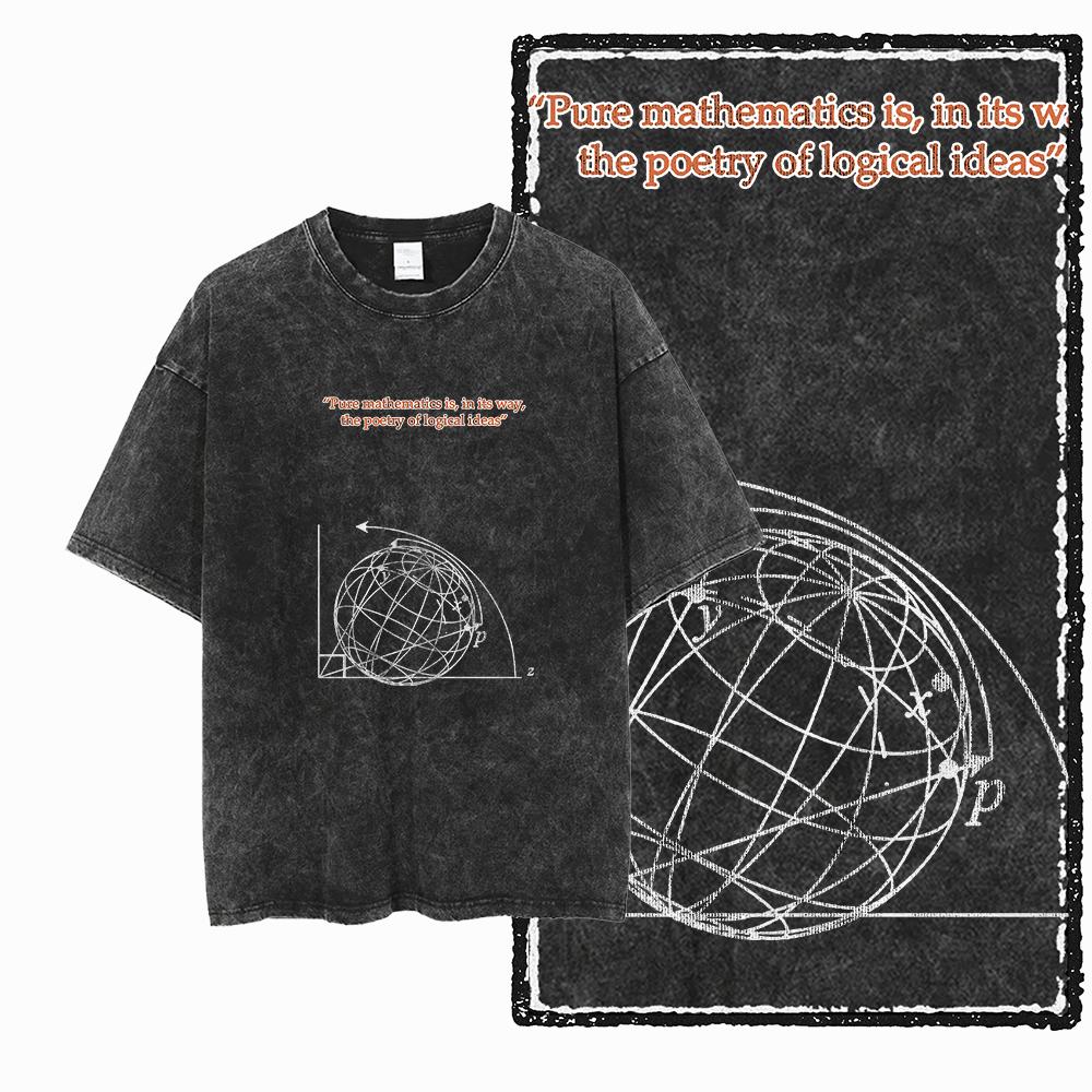 SC MATH THEME PAI Printed Cotton Acid Washed Exclusive Graphic Unisex T Shirt Cool Streetwear Men Tshirts Big Size Tee for men