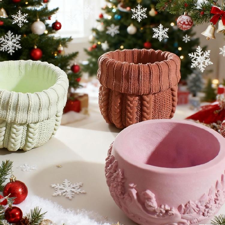 Knitted Texture Silicone Candle Molds Food Grade Silicone Mould For Handmade Candle Cup Soap Chocolate Plant Flowerpot