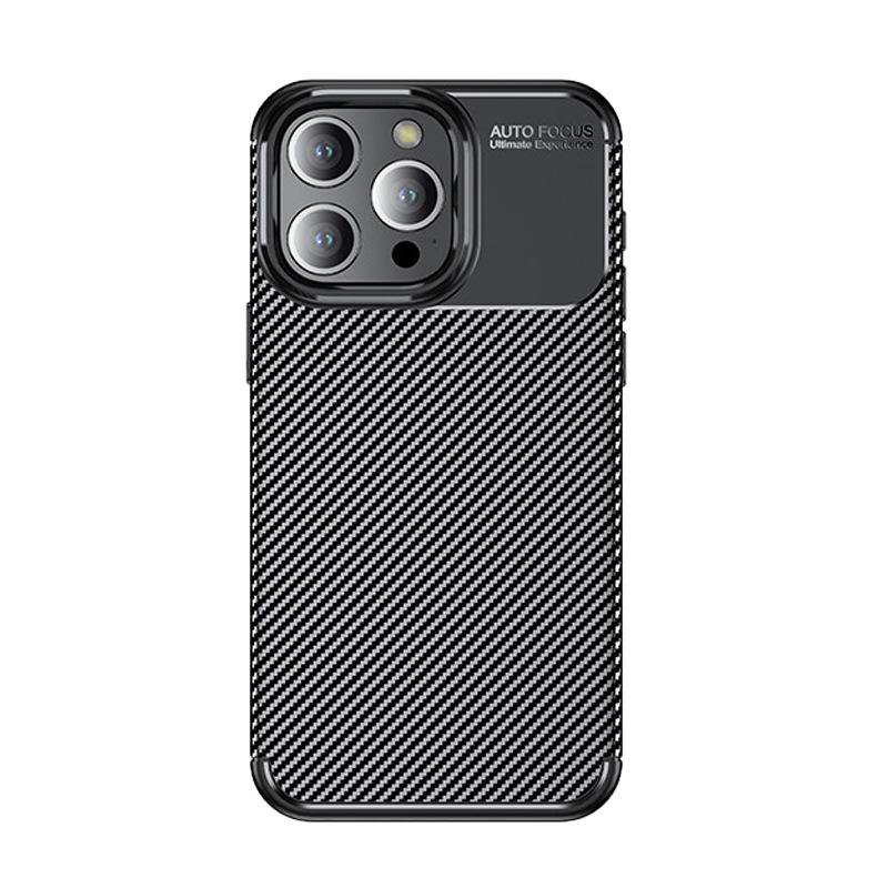 iPhone 15 Pro Max Drop-Proof Carbon Fiber TPU Case with Brushed Texture iPhone 15 чёрный