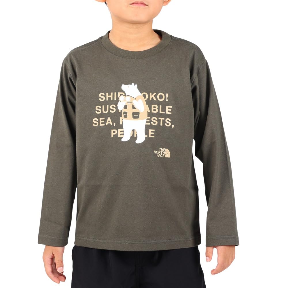 The North Face Long Sleeve Shiretokotoko Organic Shiretoko New Size 120 Kids' Tee, Unisex, Cotton, Taupe,