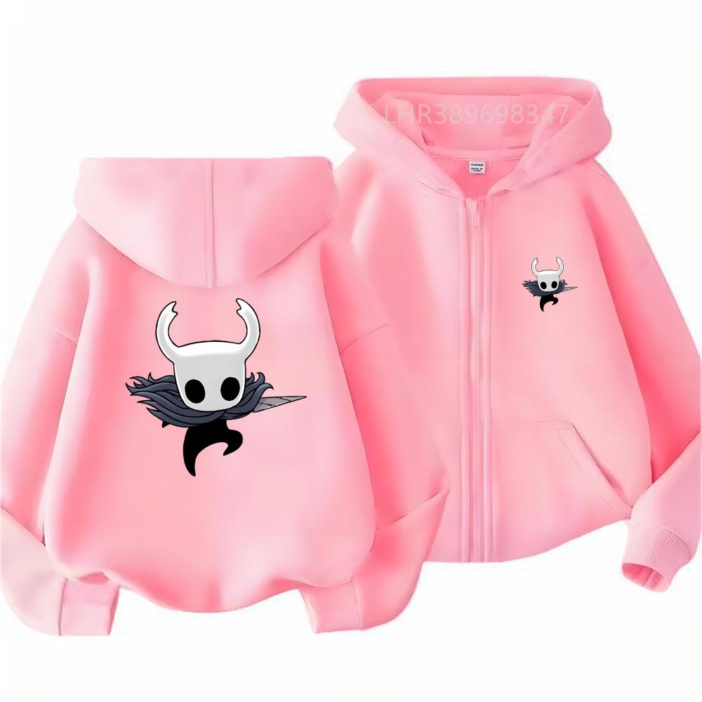 Children Hoodie Zip Up cardigan Game Hollow Knight Kid 3-12 Year Tops Print Pattern Girl Pink Boy Black Coat Autumn Hoodies