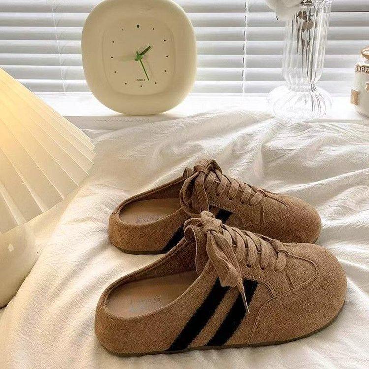 

Retro bag head half slippers women s outer wear 2025 summer new one-pedal lazy shoes without heel casual moral training shoes 40