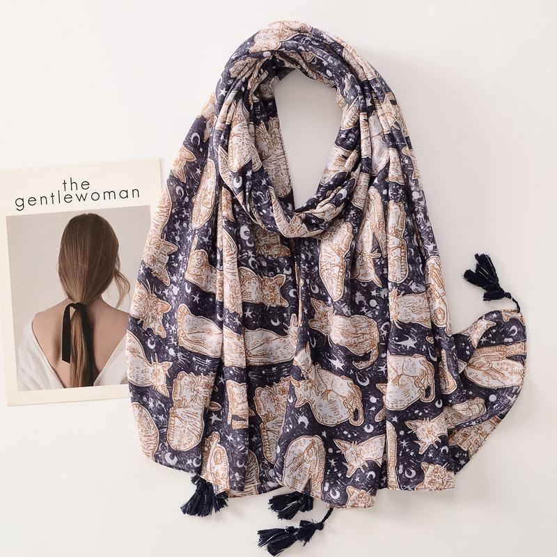 Women Luxury Brand Viscose Scarf Butterfly Floral Tassel Shawls Autumn Winter Wrap Pashmina Stole Muslim Hijab Sjaal 180*90Cm