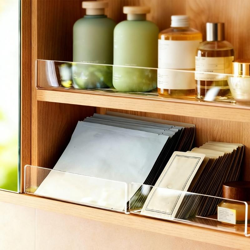 6 Pieces Acrylic Shelf Separators Shelf Organizers Dividers Clear and L Shape Design For Storage Cabinet And Display