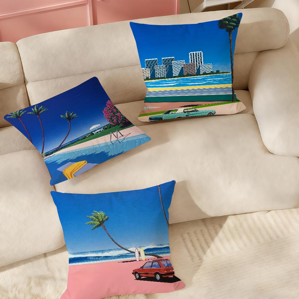 Hiroshi Nagai Vaporwave Japan Pillow Case Suitable For Bedrooms Living Rooms Cars Home Decoration