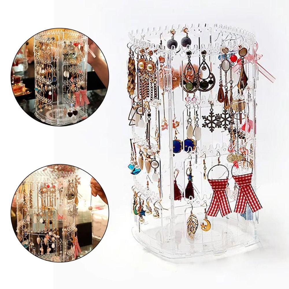 Large Capacity Necklaces Rings Holder 360 Degree Jewelry Storage Box Selling Show