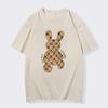 Spring Summer Men's Loose Casual Breathable T-Shirt 100% Cotton Clothing Bear Print Streetwear Women's Crew Neck Top