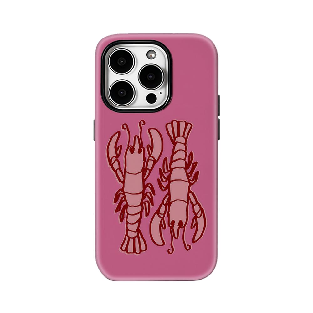 Pink Lobster Duo Phone Case for IPhone 17AIR 16E 16 15 14 13 12 11 17 Pro Max Plus Double-layer Back Cover