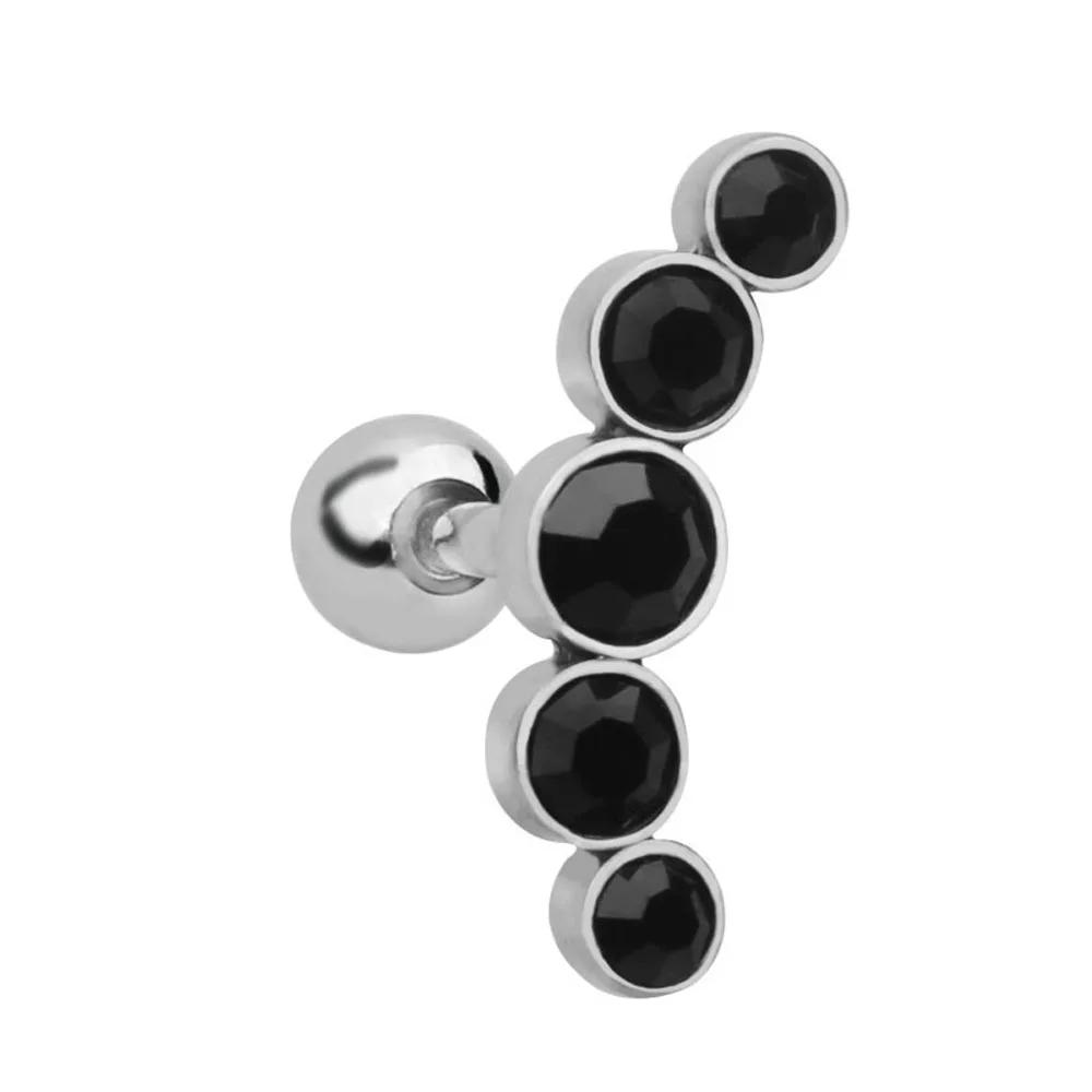Punk Stainless Steel Bar Stud Earrings Fashion Crystal Gem Earrings Ear Piercing Cartilage Helix Tragus Earrings Body Jewelry