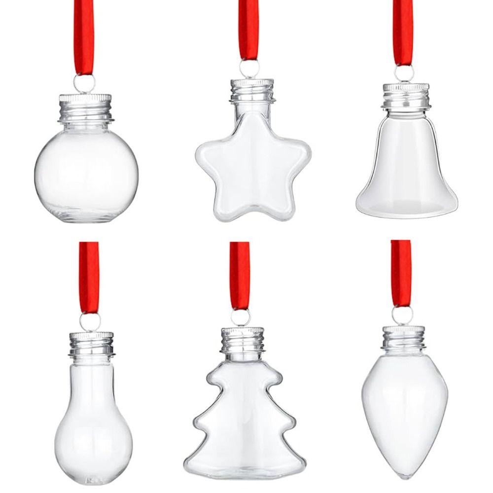 50ml Capacity Christmas Tree Ornaments Fillable Clear Plastic Ornaments Xmas Decor
