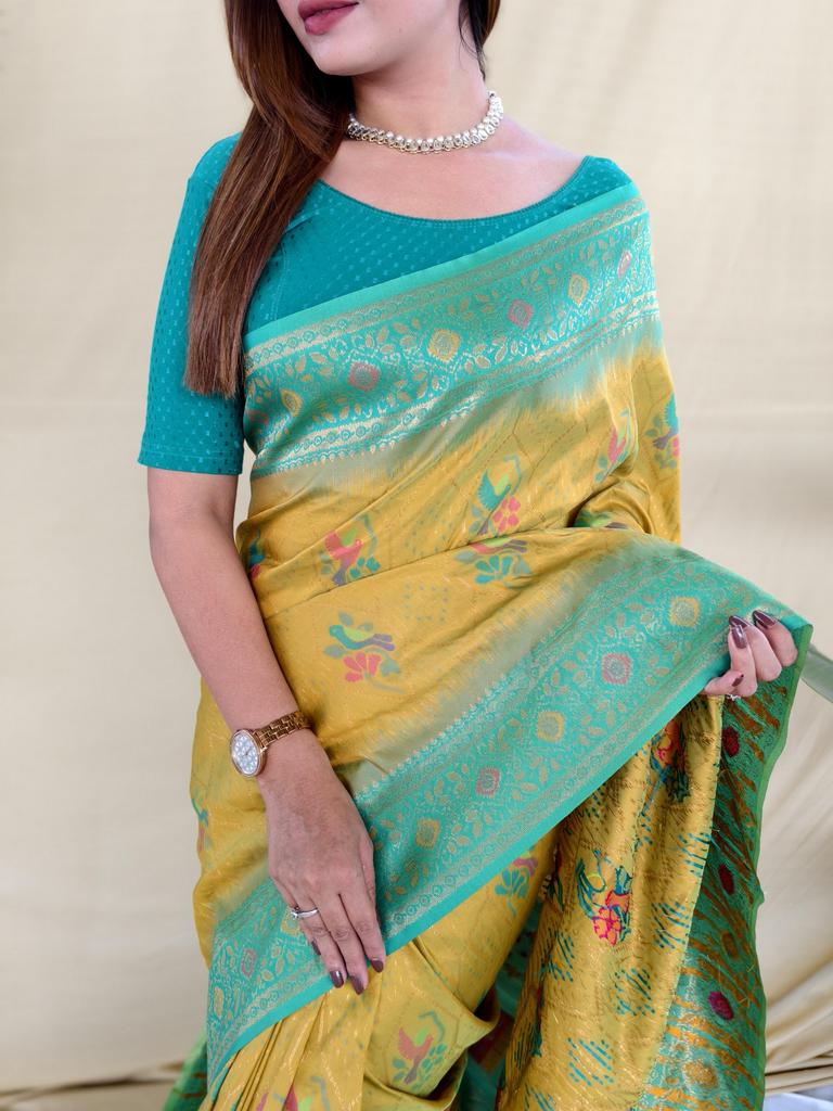 Indian Silk Saree for Women | Rich Woven Border & Contrast Pallu | Festive Ethnic Outfit