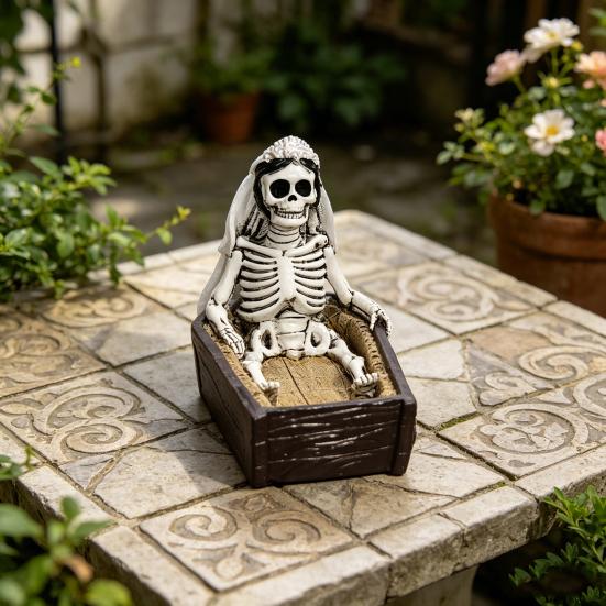 Yousheng Halloween Skull Ornament, Resin Skeleton Shape 3D Printed Figure, Portable Desktop Skull Figurine Tabletop Party