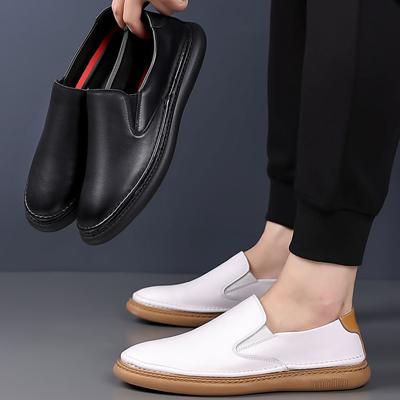 New Men Genuine Cow Leather Casual Shoes Comfortable Flats Shoes Male Stylish Genuine Cowhide Elegant Casual Men Leather Shoes