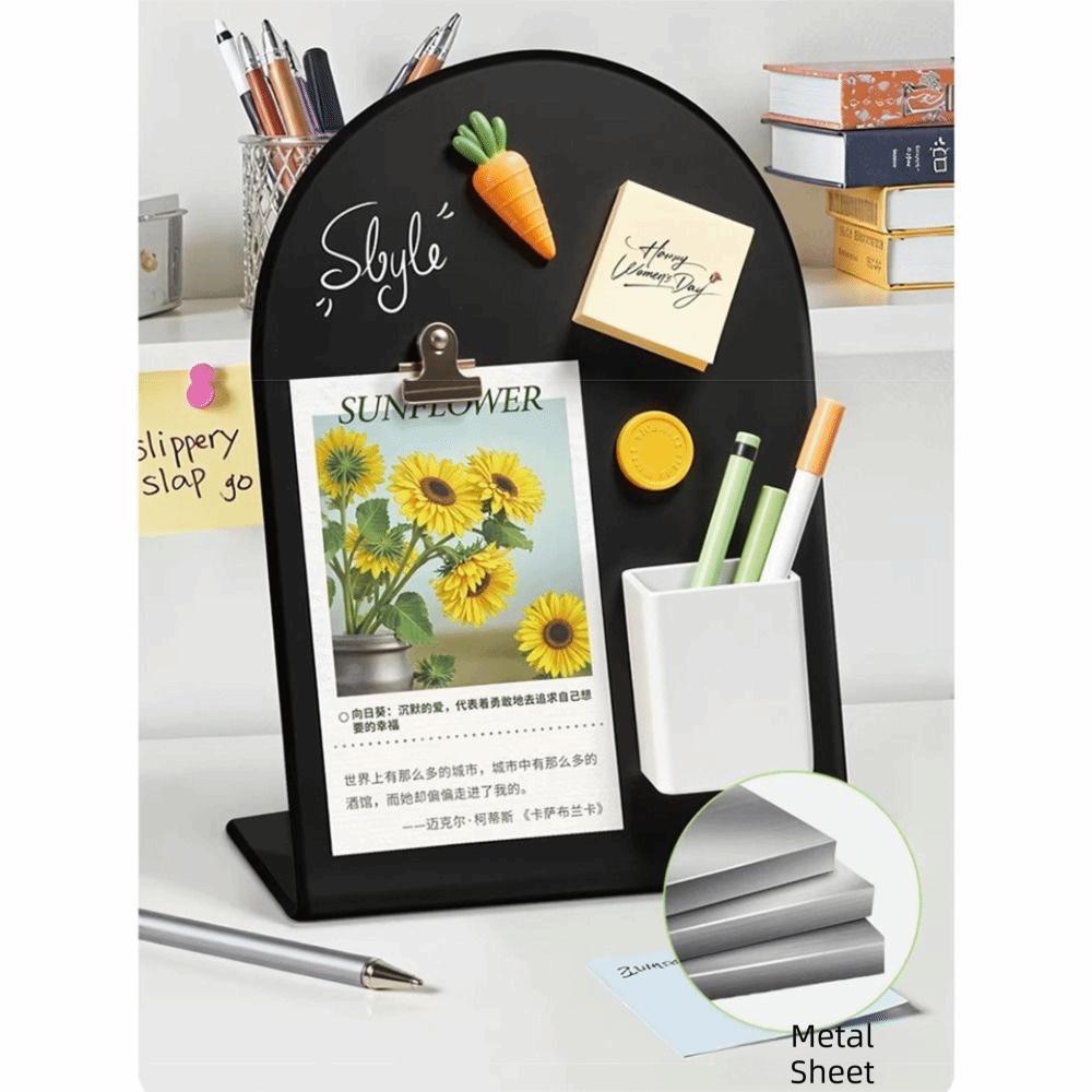 Vertical Design Magnetic Blackboard Metal Material Easy To Clean Note Storage Organizer DIY Design Decorative