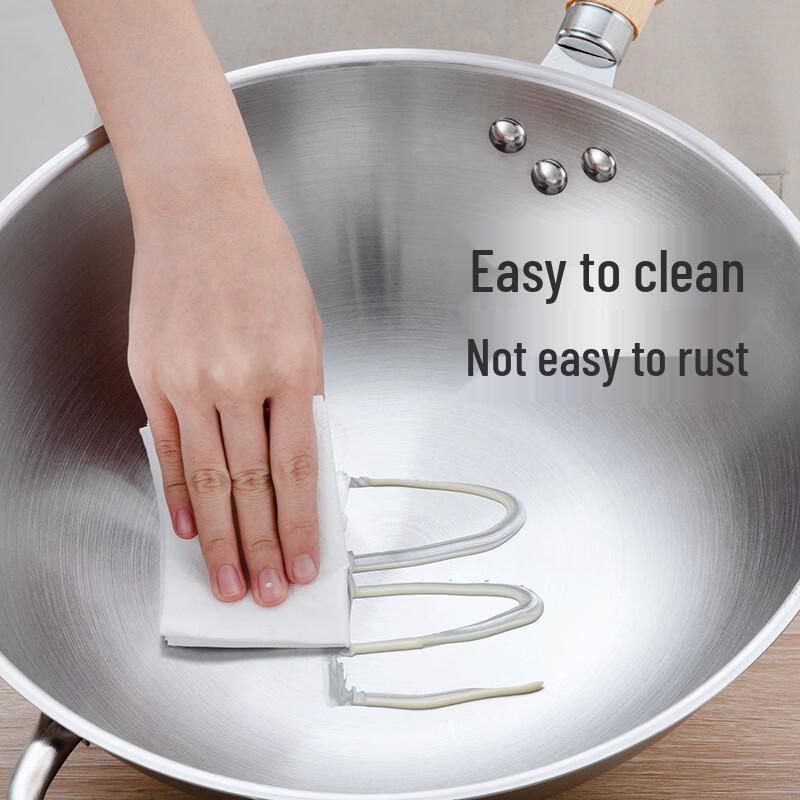 Zijin He's Stainless Steel Flat Bottom Wok with Standable Glass Lid