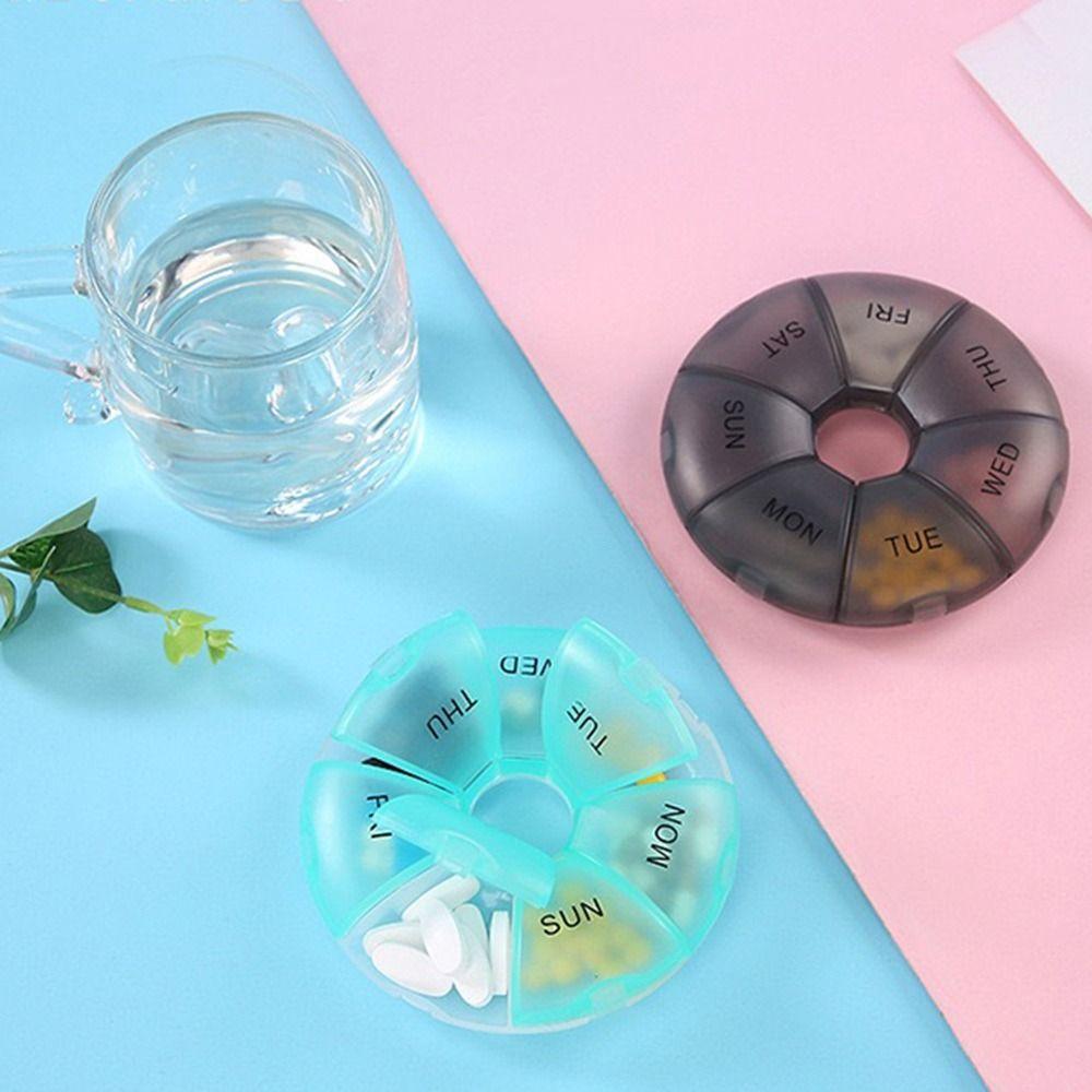 7 Fächer Sieben Tage Pillendose Rundes Pillenfach Tragbarer Tablettenbehälter für Zuhause und Reise