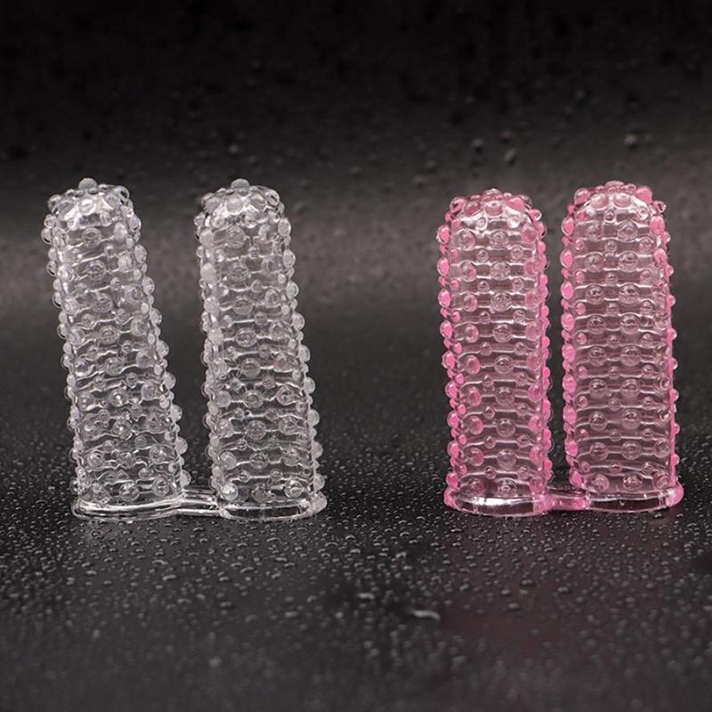 1Pcs  Wolf Tooth Double-Finger Together Finger Cover For Adult Couples Sexual Women Clitoral Vaginal Massage Sex Toys
