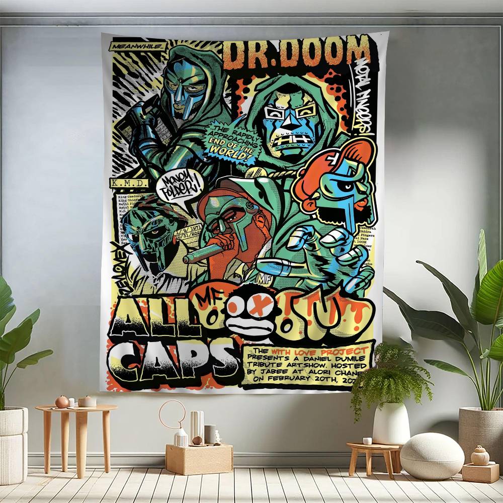 Rap Singer MF DOOM Printed Large Wall Tapestry Hanging Tarot Hippie Wall Rugs Dorm Home Decor