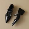 Woman Fashion Pointy Mary Jane Shoes 2025 Spring New Elegant Pumps Female Sexy Pointed Toe High Heels Thick Heel Party Shoes