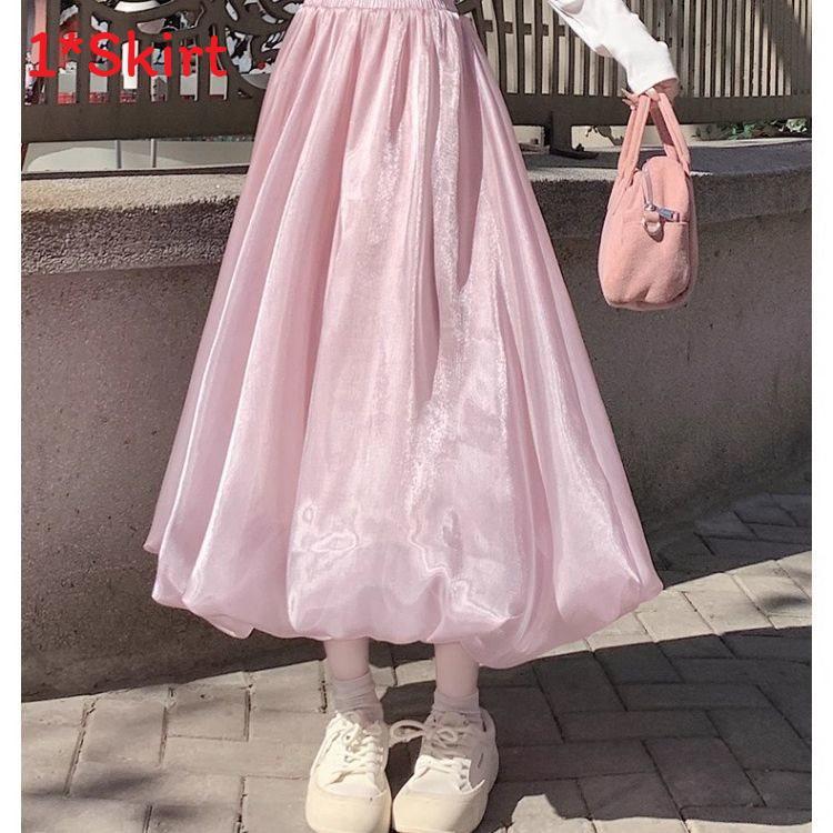 Sparkle Satin Midi Skirt With High Waist For Women Spring Summer Fashion