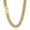 Custom Logo 12MM Cuban Link Necklace for Men Stainless Steel 18K Gold Hip Hop Chain Fine Jewelry