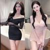 Sexy Semi-transparent Mesh Long-sleeved Hip-wrapped Dress Design Sense Niche Year New Temperament Looks Thin and Chic