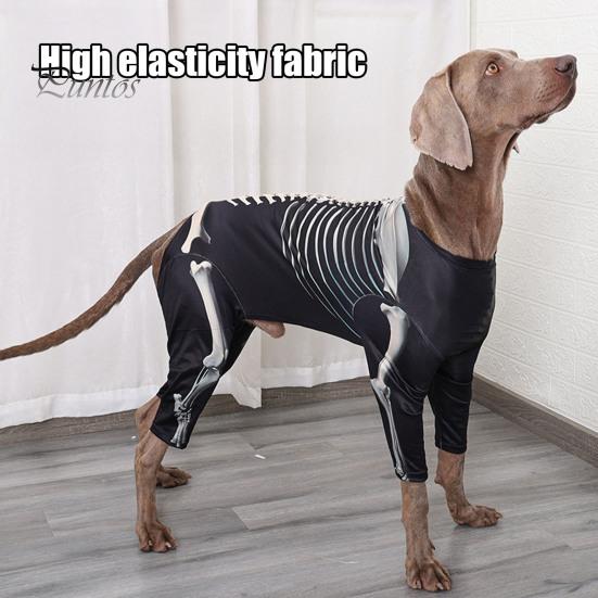 Dog Costume for Halloween Skeleton Costume, Print Four-legged Outfit, Spooky Breathable Pet Clothing All Sizes Cool Pullover Shirt Party Cosplay